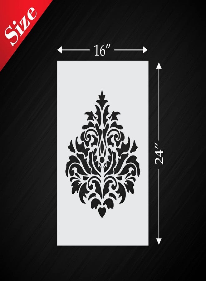 StenCart Damask Pack of 2 Stencil for Wall Painting Home DIY Reusable Wall Stencil Design for Wall Decoration (16-inch x 24 inch) - Combo of 2 - Image 2